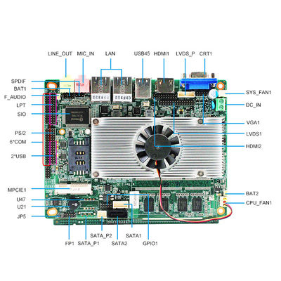 3.5 Inch X86 Industrial Dual Gigabit Lan Motherboard Atom N2800 Onboard 2GB DDR3 RAM